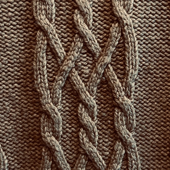 Ann Taylor LOFT Turtleneck Cable Popcorn Knit Lambswool Taupe Like-New Sz M - Picture 3 of 12